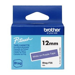BROTHER 12MM White on Purple BTAGF35