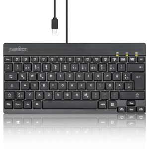Perixx PERIBOARD-426C DE, kabelgebundene USB-C Mini Tastatur mit flachen Tasten