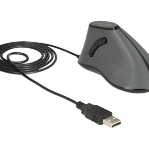 DELOCK ergonom. Maus vertikal optisch 5-Tasten + 1.8m Kabel