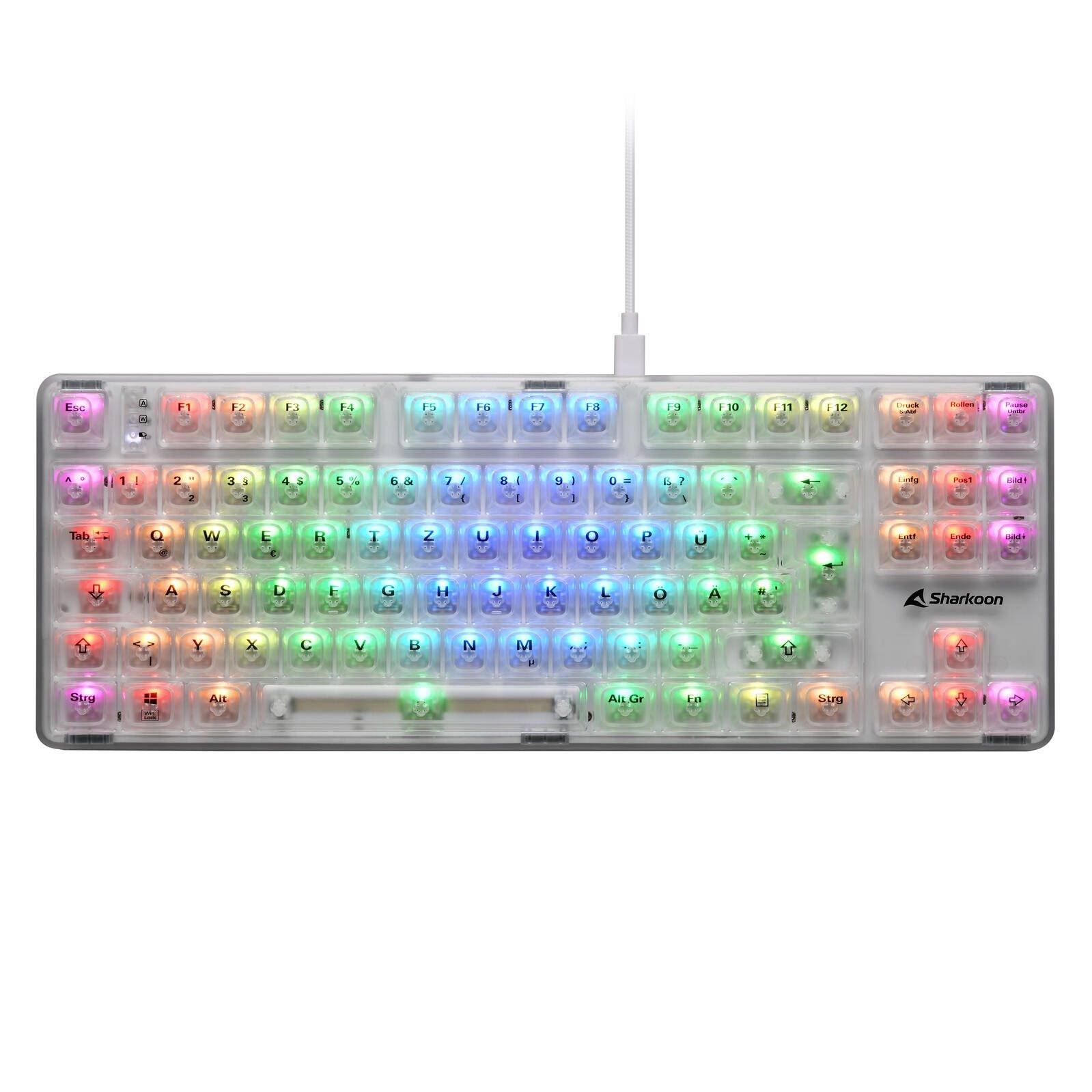 Sharkoon Gaming Tastatur Crystal Shark weiß DE