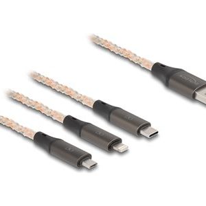 DELOCK USB RGB Ladekabel 3 in 1 Typ-A zu Lightning 1,20m
